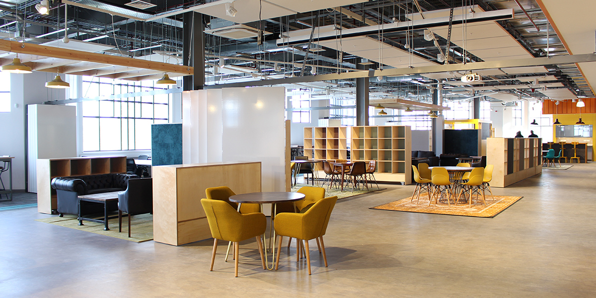 Hampshire Podcast Studios wider workspace and collaborative recording area